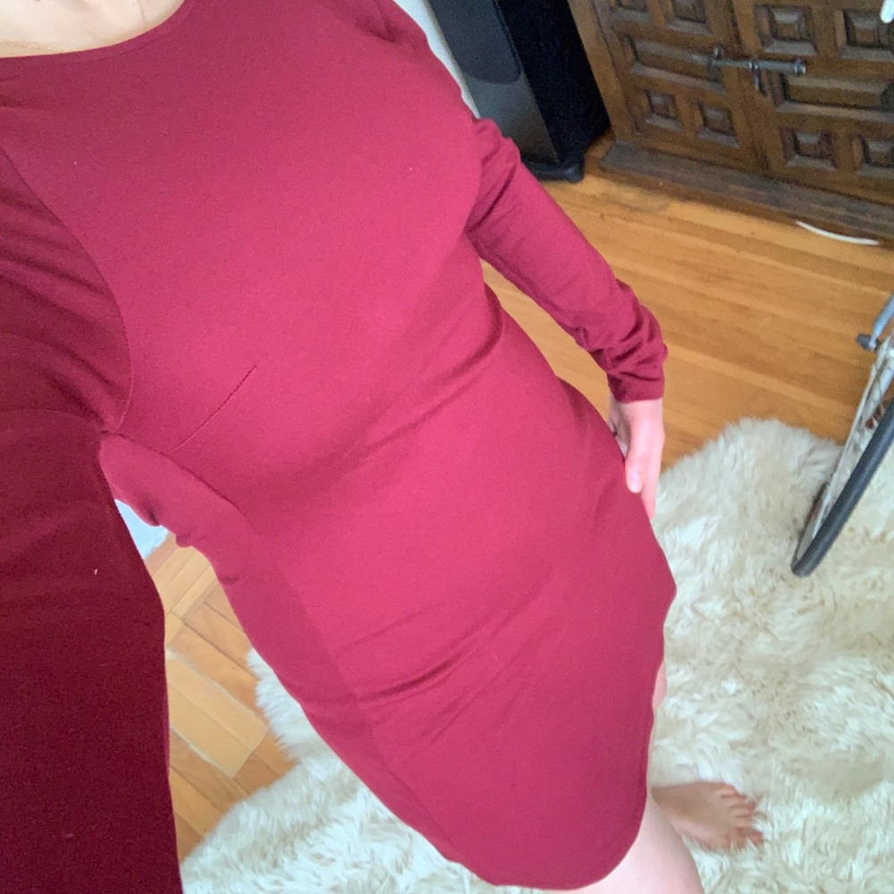 Mini long sleeve burgundy dress - Picture 7 of 7